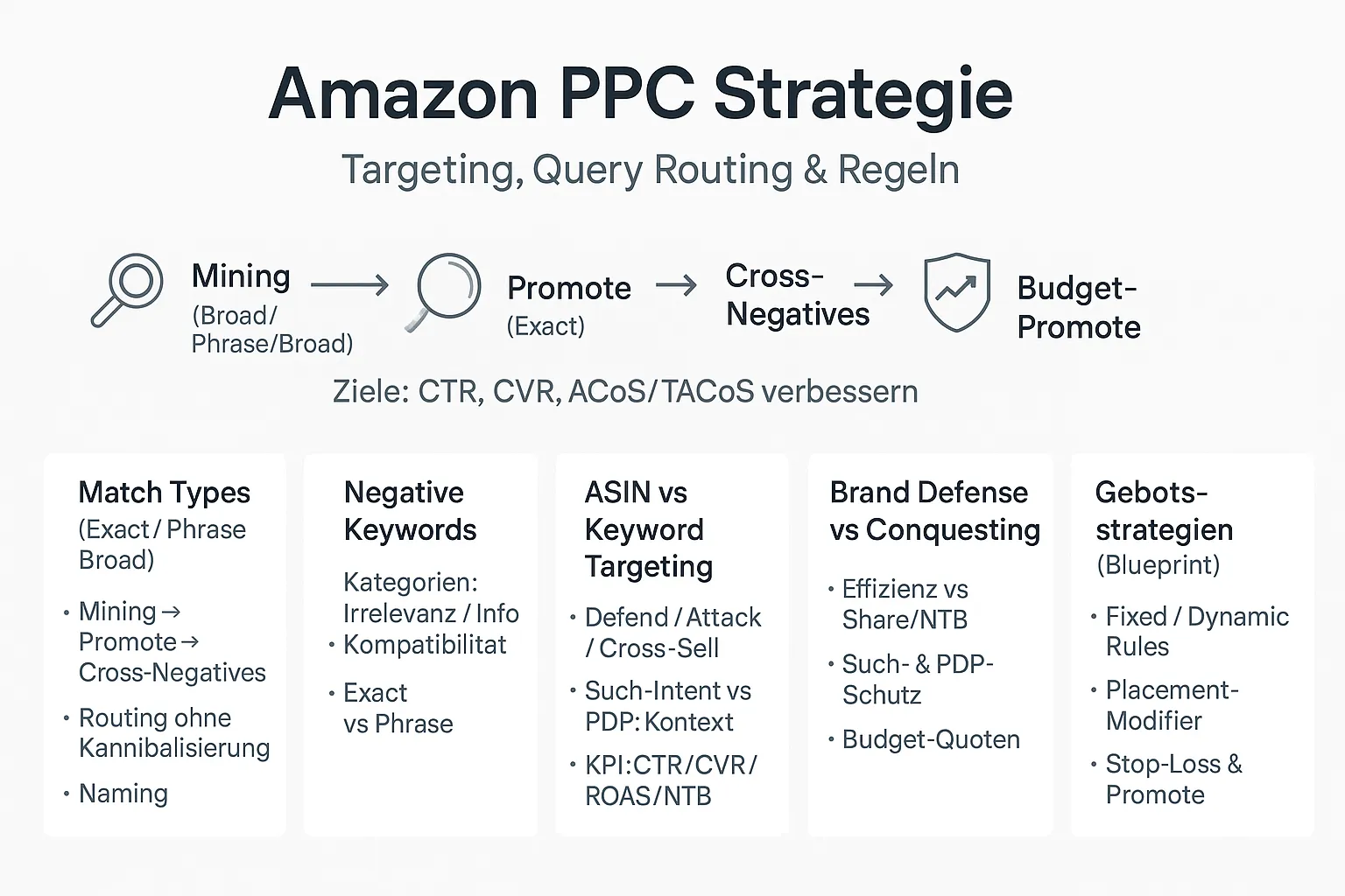Amazon PPC Strategie Überblick: Targeting, Query Routing und Regeln
